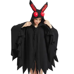 Mothman Costume Cosplay Hooded Cape Halloween Christmas Costume for Women and Men onesies pajama fantasy costume Special Clothing  Polyester Full Womenswear Casual pajama sets women cute pajama sets Full Effect