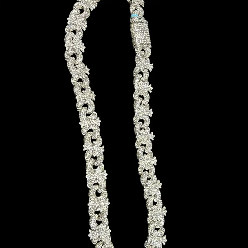 Moissanite Cuban Cross Necklace 54.87 ctw 18mm 22.5 inches.925 silver vvs D color