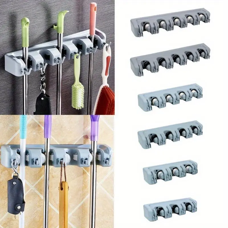 Wall Mounted Multi-Functional Broom Holder Tool Magic Plastic Mop Holder Bathroom Kitchen Storage 3 Styles
