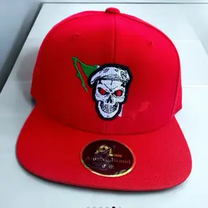 Alusive Brand Mapa de México Hat with Pirate Skull Design and Red Brim Black Body
