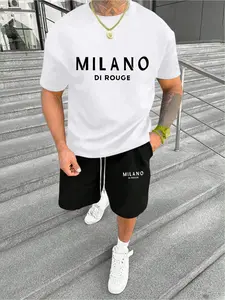 MILANO DI ROUGE Alphabet Printed Short Sleeve Set | Available in Four Colors, Wear "Urban Light Luxury" on Your Body