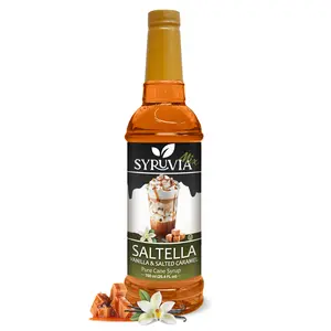 Syruvia SALTELLA Coffee Syrup Vanilla Salted Caramel - 25.4 fl oz Premium, Kosher, Gluten-Free Syrup for Drinks, Shakes, Desserts & More