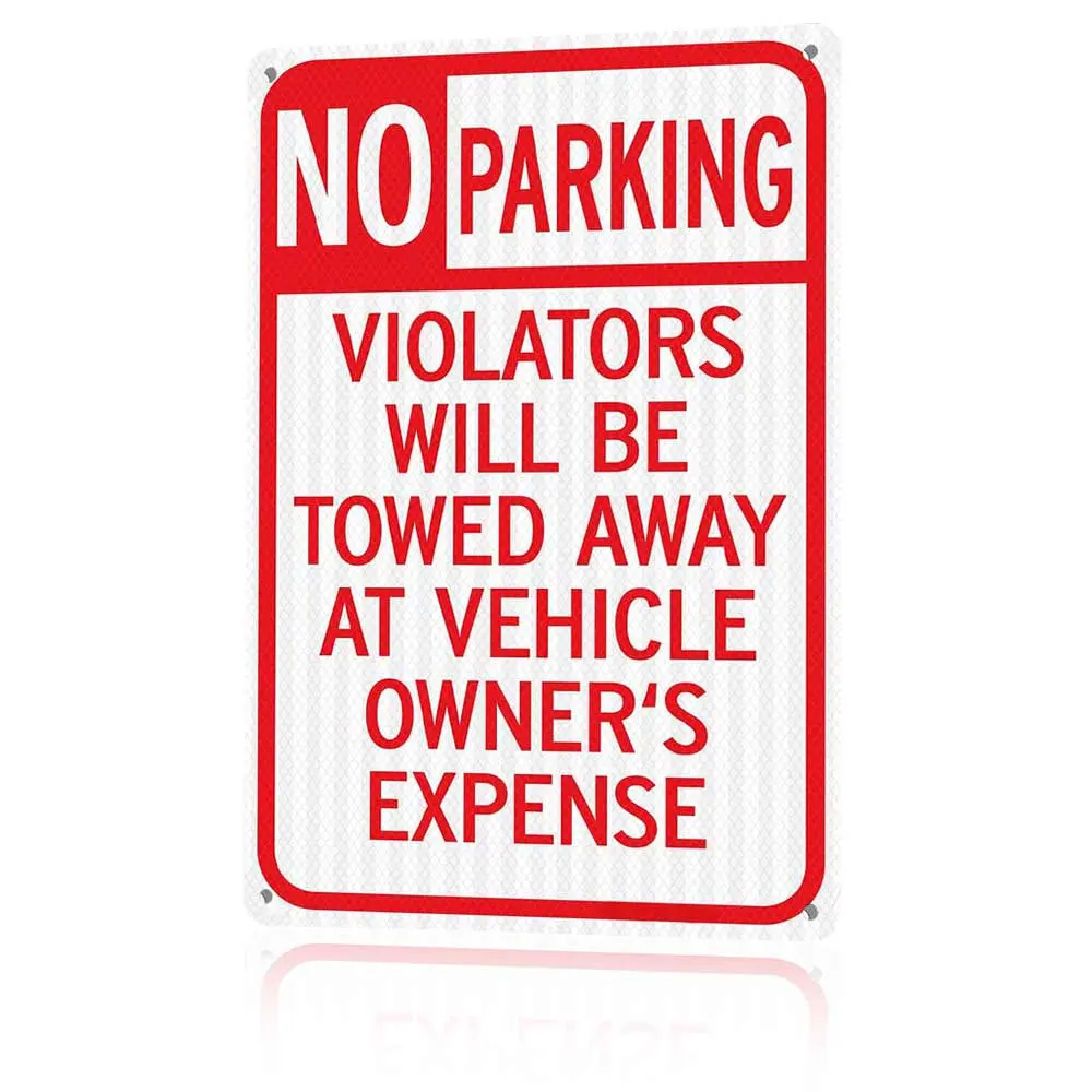 No Parking Violators Will Be Towed Away At Owner's Expense Metal Sign 12x8 In Aluminum, Vintage Warning Tin Sign for Driveway, Yard, Street, Retro No Parking Wall Art, 12x8 Inch Aluminum Plaque