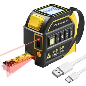 4-in-1 Laser Tape Measure with Laser Level Crosshairs |130ft/40m Laser Distance+16ft/5m AutoLock Tape |Backlit LCD Display (Ft/Inch/M/mm) |for DIY,Construction, Interior Design