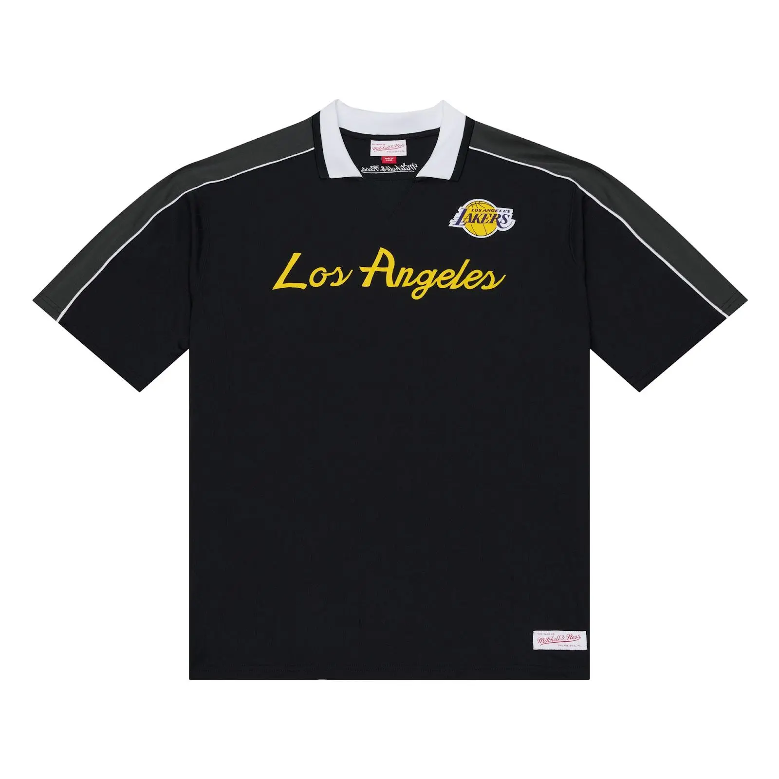 Los Angeles Lakers Black Polo Jersey NBA Throwback Basketball Hardwood Classics Fan Gear Mitchell & Ness