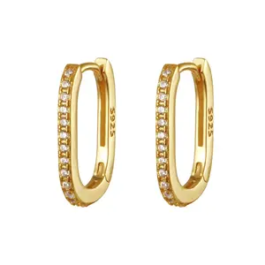 Anella Pavé Gold Hoop Earrings