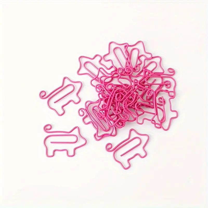 10/40pcs Adorable Pig-Shaped Paper Clips Set - Multi-Functional Planner Clips, Bookmarks, Office Decor, File Folders Organizer, Cute Binder Clips for Study, Work, and Home Use - Durable, Reusable Paperclips