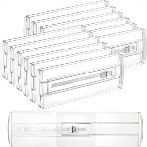 Drawer Dividers for Clothes Adjustable 2.3in/4in High Expandable from 10.6in-17in/12.9in/21.4in Dresser Drawer Organizer Clear Plastic Separators for Dresser Cosmetic and Office Storage
