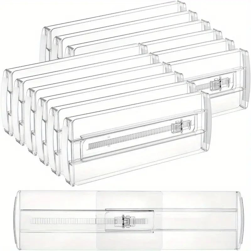 Drawer Dividers for Clothes Adjustable 2.3in/4in High Expandable from 10.6in-17in/12.9in/21.4in Dresser Drawer Organizer Clear Plastic Separators for Dresser Cosmetic and Office Storage
