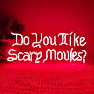 Do you like scarp movies? Neon LED neon wall decor art mood light Neon Light Sign for movie night party decor horror room gothic font halloween decoration
