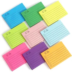 9 Pads to Do Lined Sticky Notes, 9 Bright Multi Colors Self-Stick Note Pads, 3x4 Inch with Line Adhesive Memo Sticky Notes Notepad, 50 Sheet/Pad