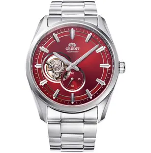Orient Men's 40mm Contemporary Stainless Steel Round Dial Analog Automatic Watch with Small Seconds, Semi Skeleton Design, Skeleton Watches for Men