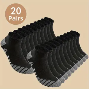 20 Pairs Men's Anti Odor Sweat Absorption Low Cut Socks Comfy Breathable for Daily Outdoor Wearing All Seasons Menswear Bestie Blue Floral Sportswear