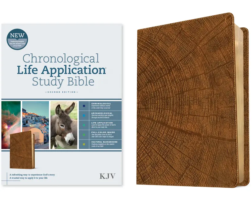 KJV Chronological Life Application Study Bible, Second Edition (Leatherlike, Heritage Oak Camel) -- Tyndale - Bible