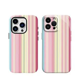 Rainbow Straight Stripes phone case for use with iPhone 17 air 16 Pro max 15 plus 14 Pro 13/12/11/X/XR/XSMAX sublimation phone case compatible with Samsung Galaxy S25 ultra S24 plus S23 FE S22/S21 anti-yellowing aesthetic phone case