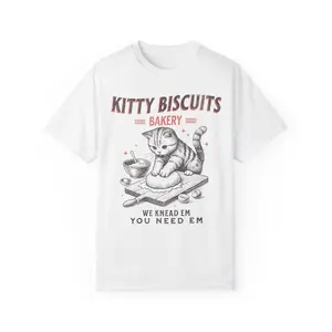 Adorable T - Shirt with "Kitty Biscuits Bakery" Design: A Purr - fect Blend of Cats and Baking Fun