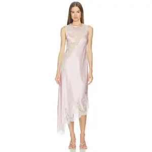 SRG Ellis Silk Midi Dress in Blush & White