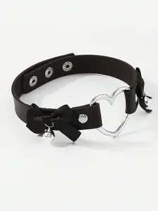 Punk Gothic Heart Bell Necklace for Women, Heart Style Choker, Sexy Party Wear Jewelry, Christmas Halloween Festival Gift Idea, Creative Surprise Clothing Accessory