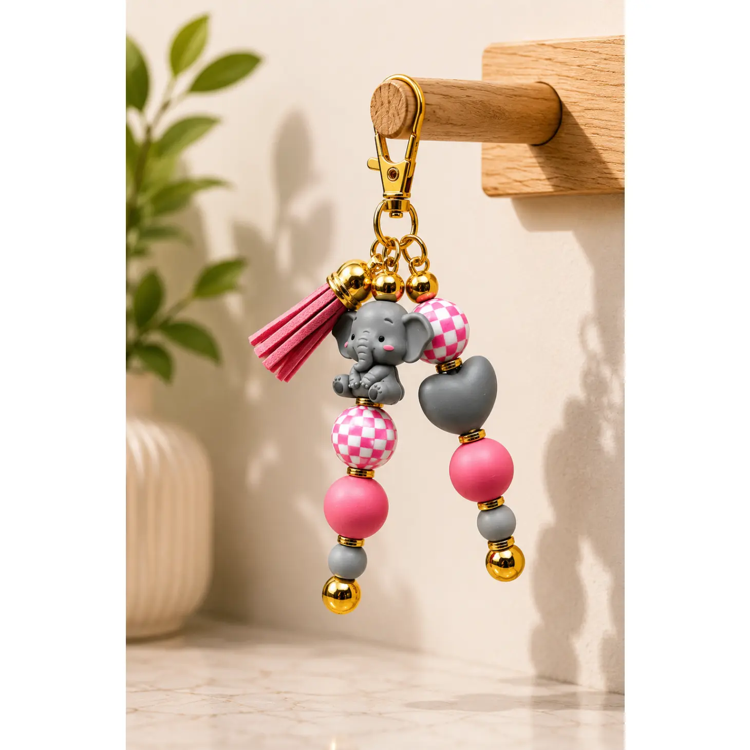 Elephant Memory Bag Charm | Beads of Hope T1D – Handmade Silicone Bead Bracelet