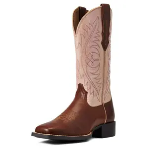 ARIAT Women Round Up Wide Square Toe Western Boot ( Champagne )