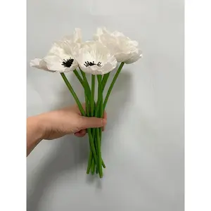 10 Stem 11" Bouquets Artificial Flowers Poppy Flowers,No Fade Faux Anemone Wild Flowers for Kitchen Table Centerpiece Vase,Home Greenery Wedding Holding Flowers Backdrop Arch Wall(White) Decor Black Decorative Fruit Plants Ornaments