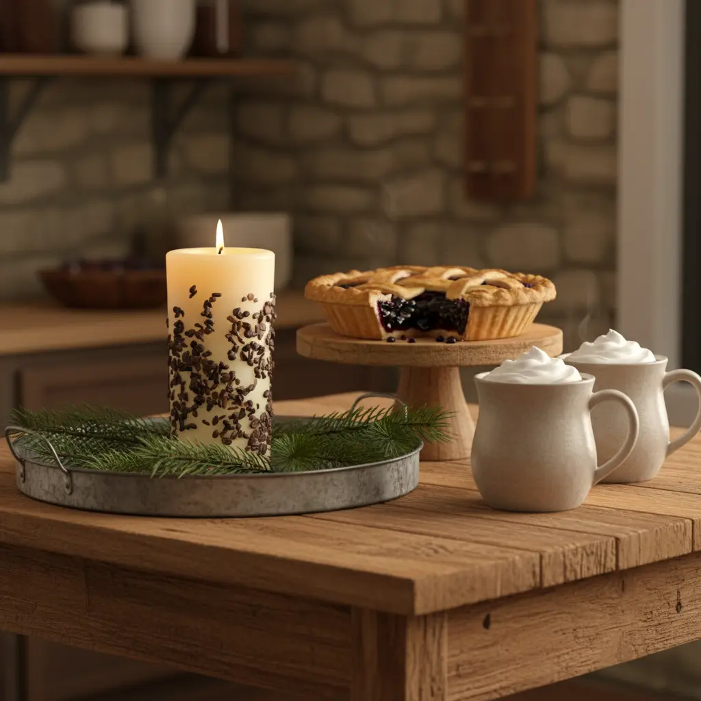 Blueberry Cobbler Pillar Candle 3" x 6" - Decorative Candle with Blueberry Design, Ideal for Freshening Decor and Decoration