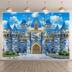 Castle Pattern Wall Hanging Banner, 1 Count Castle Game World Background Banner, Wall Decoration for Home Living Room Bedroom Garden Party Wedding, Ornaments