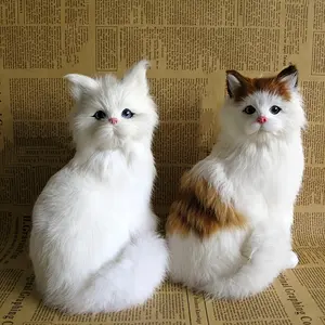 1pc WhimsyCrafts Lifelike Plush Cat Figurine, Realistic Simulation Animal Cat Ornament for Home Decor, Creative Collectible Desk Companion Cute