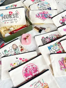 5pcs Nurse Week Gift Set, Theme Pattern Makeup Bag Pencil Case, Travel Cosmetic Bag, School Student Storage Bag, Holiday Gifts, Portable Bag