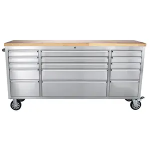 【GARVEE】15-Drawer Large Rolling Tool Chest, 72" x 20" Mobile Tool Storage Cabinet with 3 Up Top Cabinet & Pegboard, Wheels, Garage Tool Box Organizer with Anti-Slip Liner for Warehouse, Repair Shop