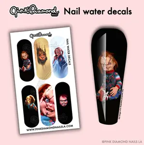 Pink Diamonds LA Chuck is Alive Halloween Nail Art Water Decals - 6 Nail Water Decals per Sheet