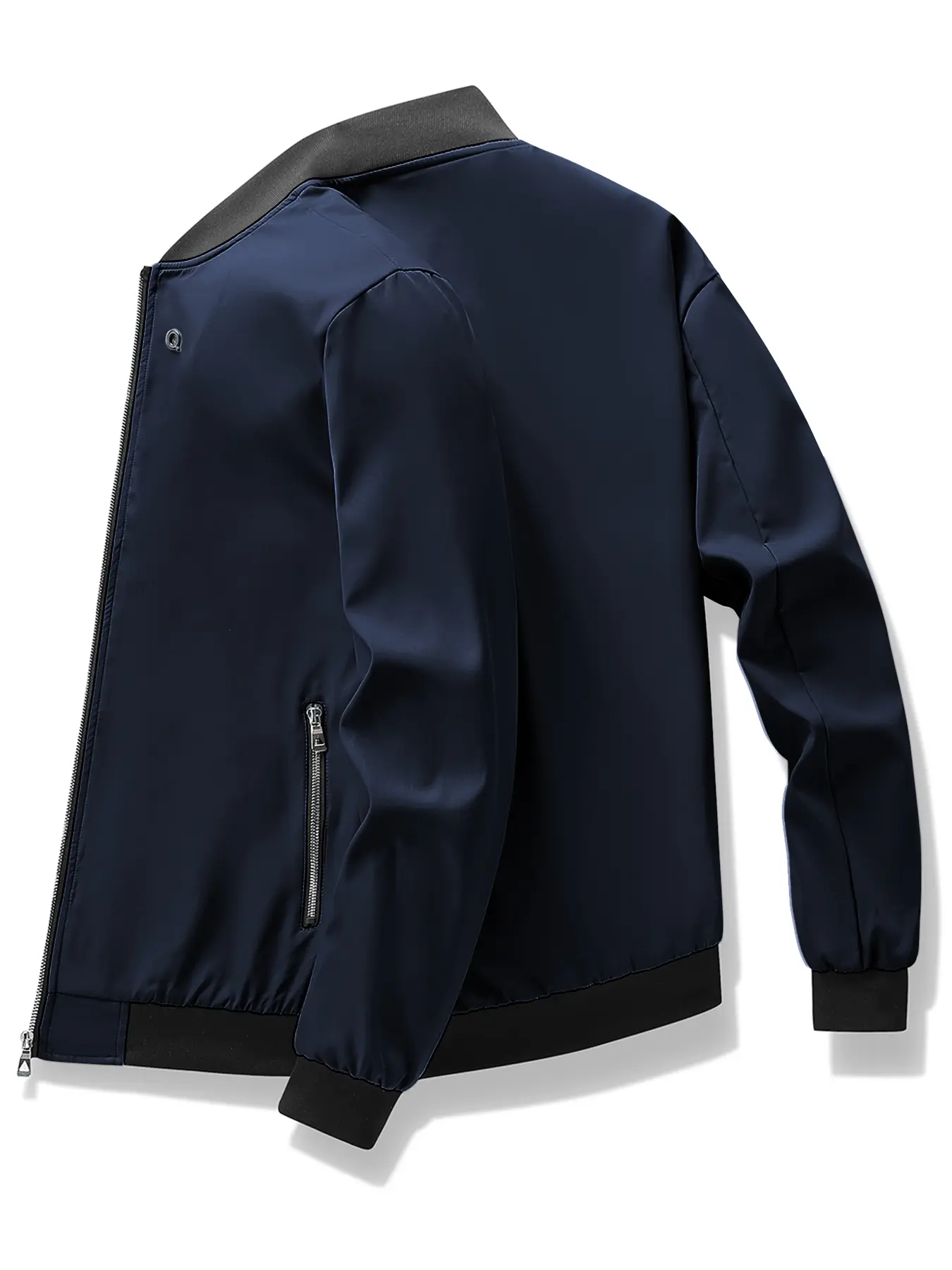 Men's Casual Fashion Jacket, Plain Pattern Fitted Outerwear, Spring & Fall Style, Comfortable Daily Wear Jackets, Long Sleeve, No Ca Prop 65 Warning, Fashionable Jacket