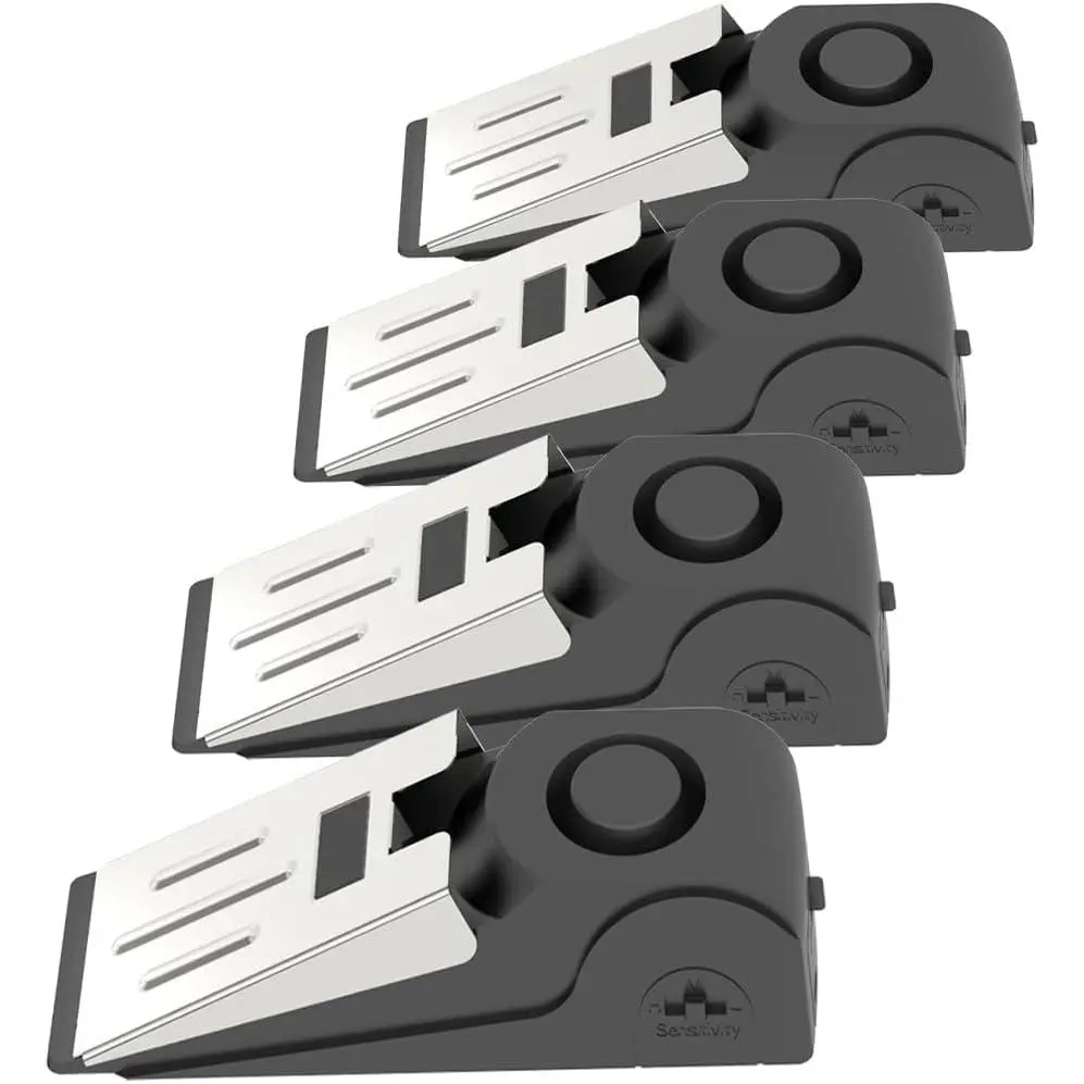 4-Pack Upgraded Door Slam Stoppers, Portable Wedge Hardware with 120db Entrance Alert, Travel & Apartment Tools, Door Slam Stopper