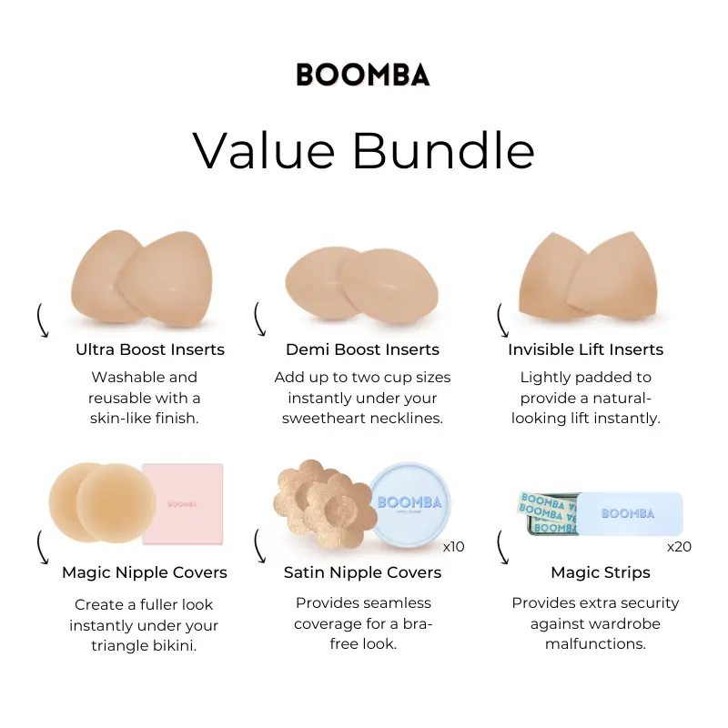 BOOMBA Value Bundle - Patented Sticky Bra Inserts - Pack of 5 BOOMBA Value Bundle - Patented Sticky Bra Inserts - Pack of 5