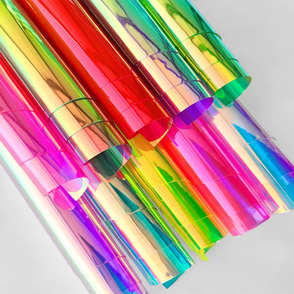 Rainbow Holographic Faux Leather Sheets, 7/10PCS 8x12in Vinyl PVC Scraps Fabric, DIY Crafts Supplies for Jewelry & Card Making, In-Stock at US Overseas Warehouse