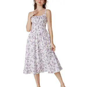 【Grace Karin】 Women's Floral Midi Dress Corset Sundresses 2026 Summer Spring Vacation Milkmaid Dresses