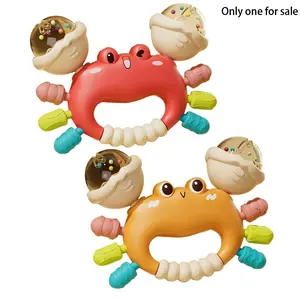 Crayfish Rattle Sensory Teether, Hand Grip Sandpaper Biting Toy, Bite-Proof Soothing, Early Education Sound-Making, Baby Safety Toy, Play