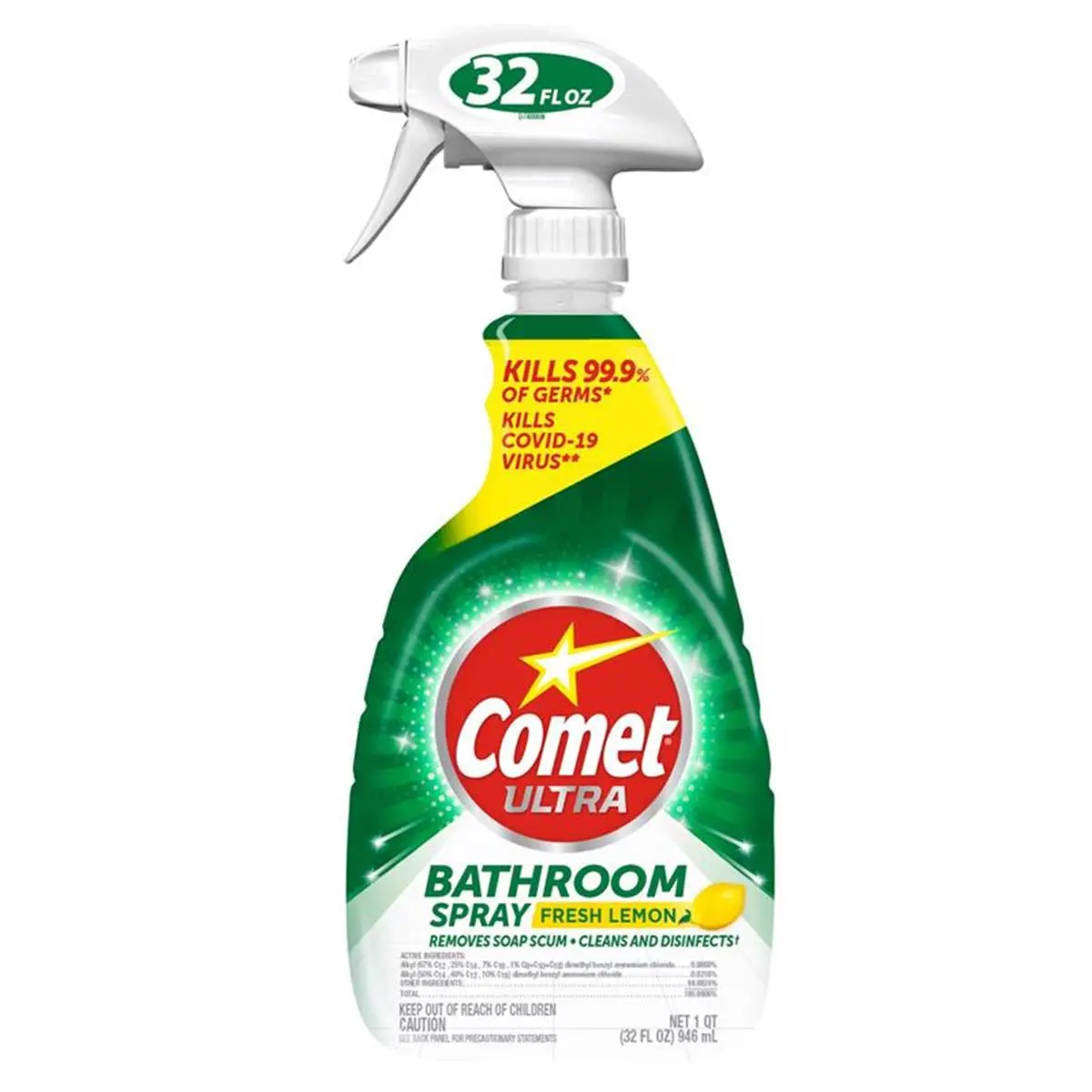32 oz Lemon Scent Concentrated Bathroom Cleaner Spray, Pack of 9