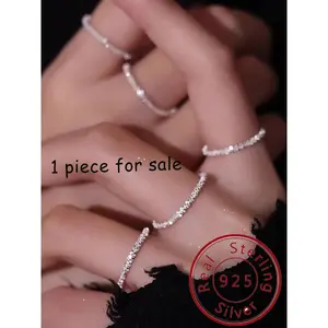 925 Sterling Silver Glitter Ring, Simple Design Ring for Women & Men, Fashion  Accessories for Party, Daily Clothing Decor, Trendy All-match & Exquisite  for Birthday Gift elegant unique Adjustable Heart Rate Couples Set Day Jewelry Bible Verse versatile