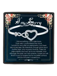 I’m Sorry Bracelet Infinity Heart CZ Bangle Bracelet Apology Gift for Her