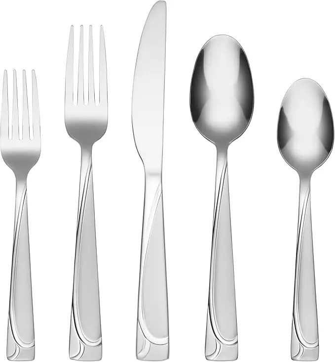 Cambridge 425520CSLG12 Classic Cutlery 18-0 Stainless Steel Frost Flatware Tableware Set - 20-Piece Kitchenware Set, Flatware Set