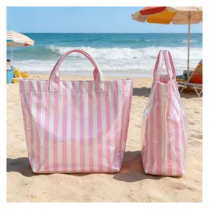 Striped Tote Bag High-Value Lightweight Handbag Commuter Large Capacity Portable Travel Shoulder Bag, Casual Style Fashionable Tote Bag All Seasons Beach Tote