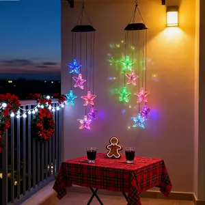 Solar starfish wind chime lights, indoor and outdoor holiday decoration string lights, 8 modes, perfect gifts for gardens, trees, terraces, yards, lawns, backyards, balcony decorations, Christmas, Valentine's Day, wedding parties, etc