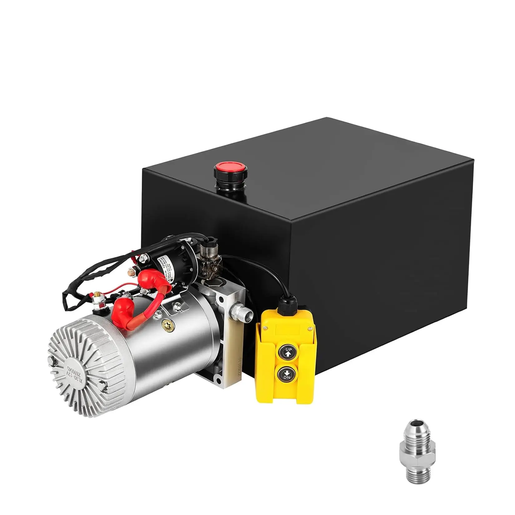 Garvee 4 Quart Single Acting Hydraulic Pump for Dump Trailers, 3200 PSI Power Unit with 12V DC Motor, Metal Oil Reservoir, SAE #6 Ports for Efficient Hydraulic Power
