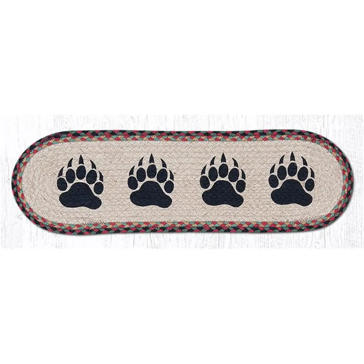 212 MAIN Oval Jute Braided Stair Tread Rug, 27x8.25 in. Home Decor Rug with Hand-Stenciled Animal Motif Design, Braided Rug, Home Decor Rugs