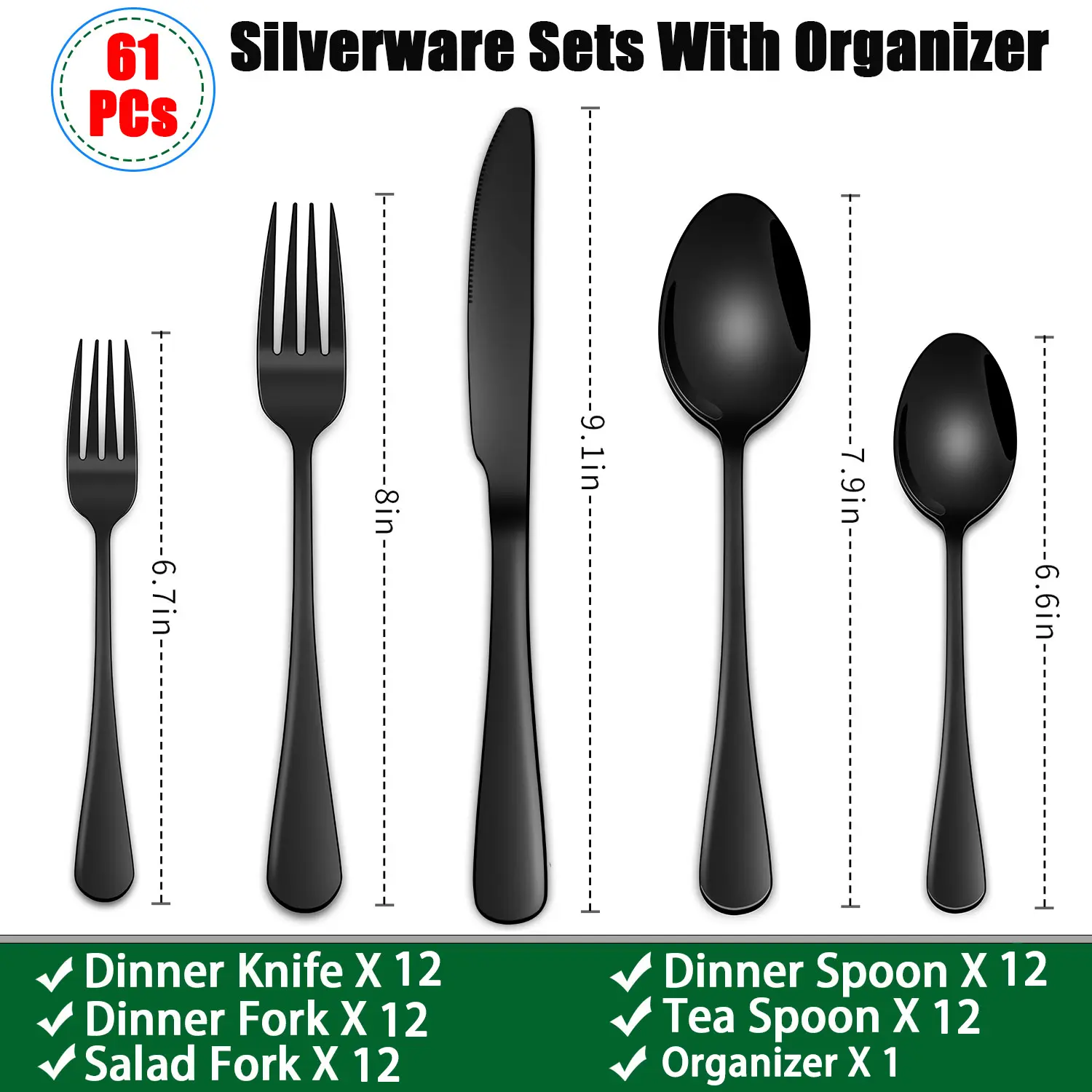 Black-60pcs(With Storage Tray)