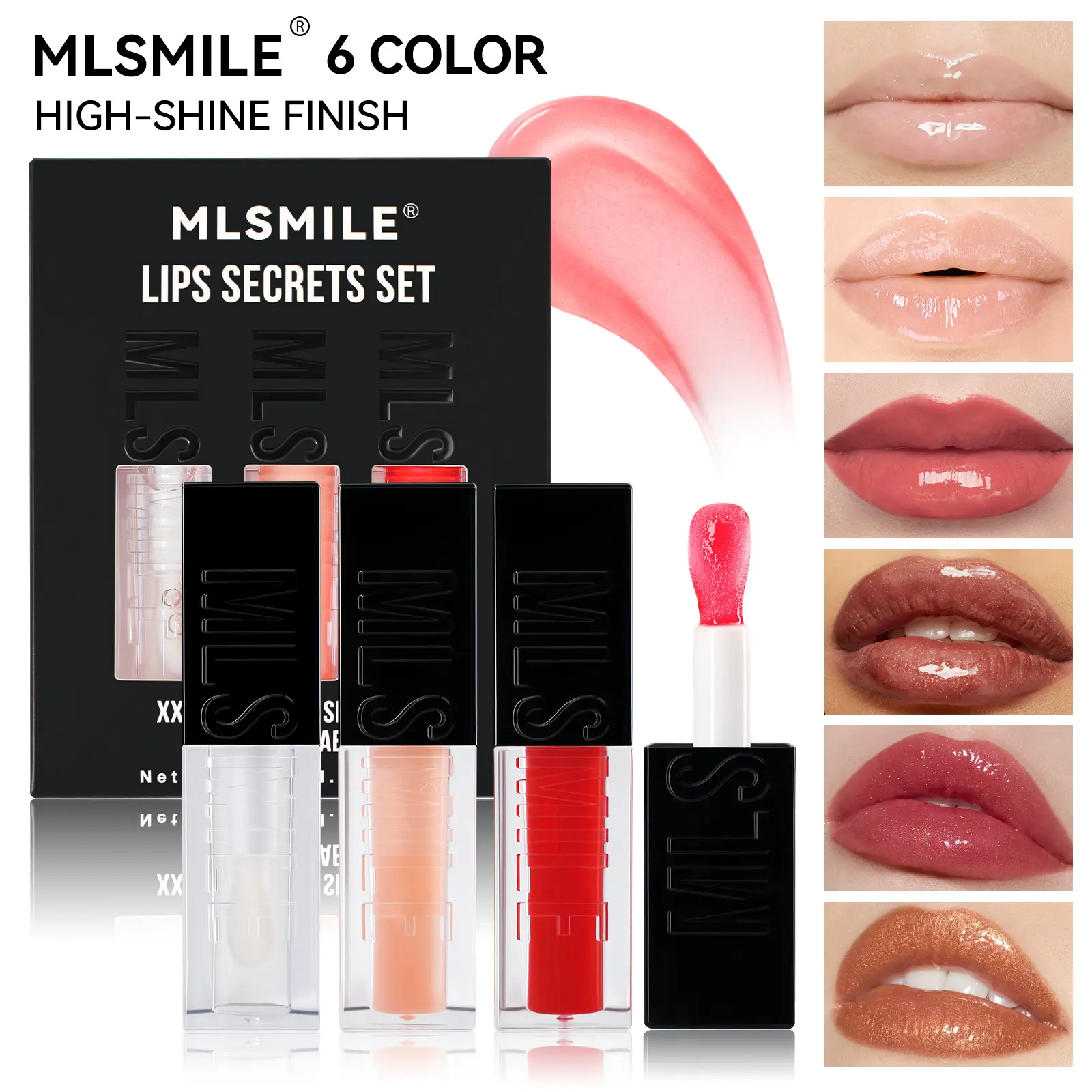 Glossy Mirror Lip Gloss Set (3-pack): Transparent, Plump Lips, Moisturizing, Nourishing, Pearlescent Lip Gloss