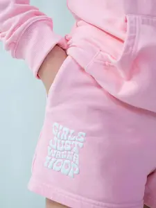 JR. ALL-STAR EMBROIDERED SWEAT SHORTS - PINK