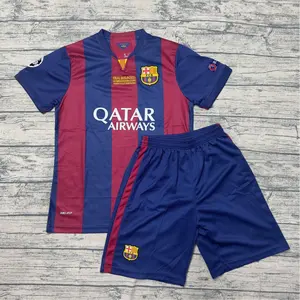 FC Barcelona 2015 Football Kit Full Champions Patches Legends Edition Premium Polyester Fabric Match-Authentic Fit Soccer Uniform