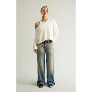 Pacsun Women's Casey Low Rise Baggy Jeans Tinted Light Blue